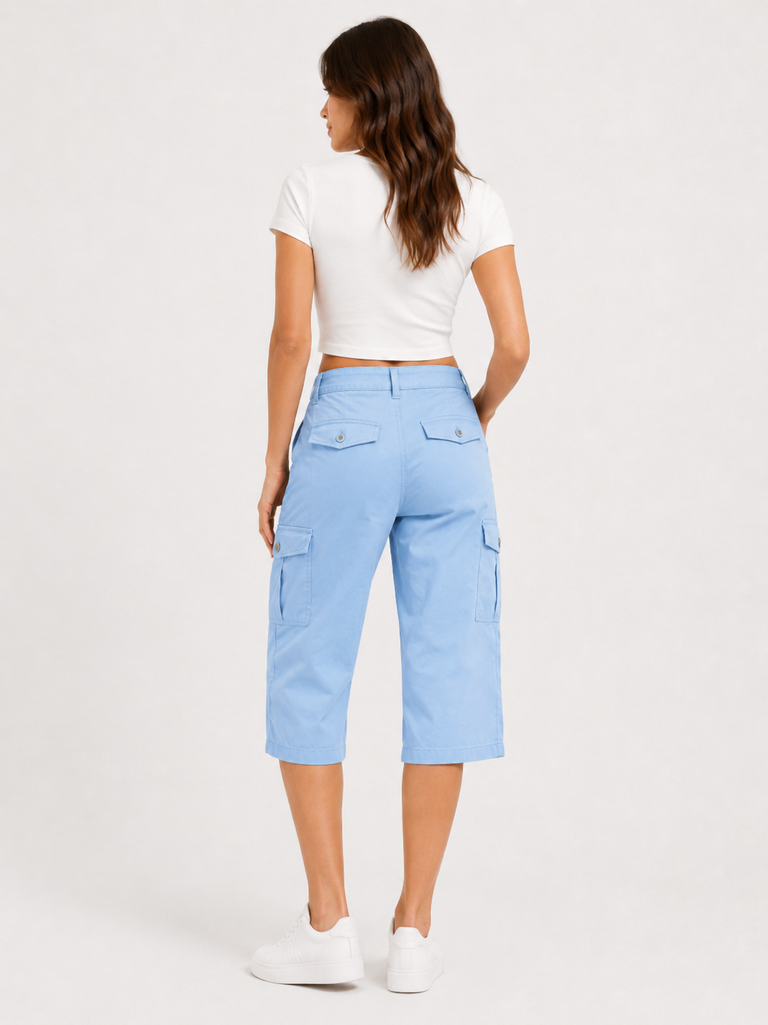 Leni Mid-Rise Cargo Capri Pants