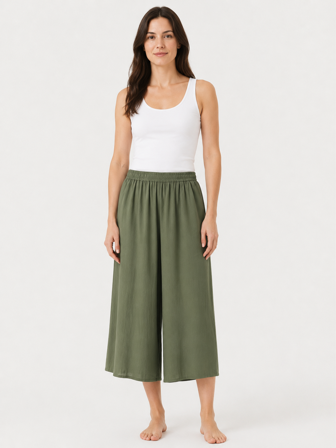 Elara Cotton Wide-Leg Capri Pants
