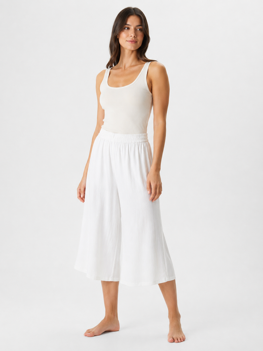 Elara Cotton Wide-Leg Capri Pants